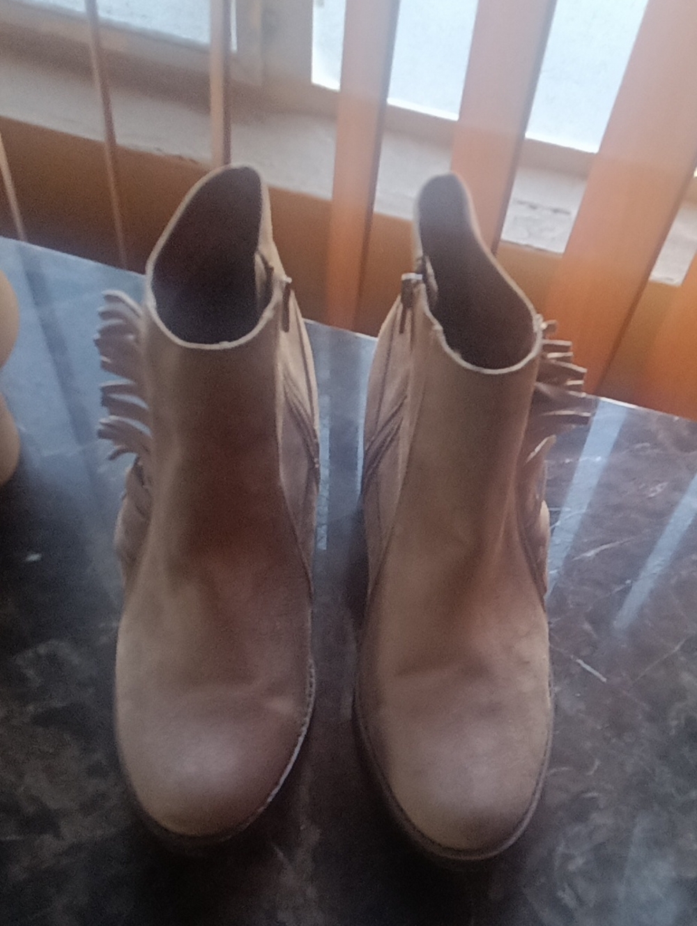 Massimo Taupe Suede Fringe Ankle Boots